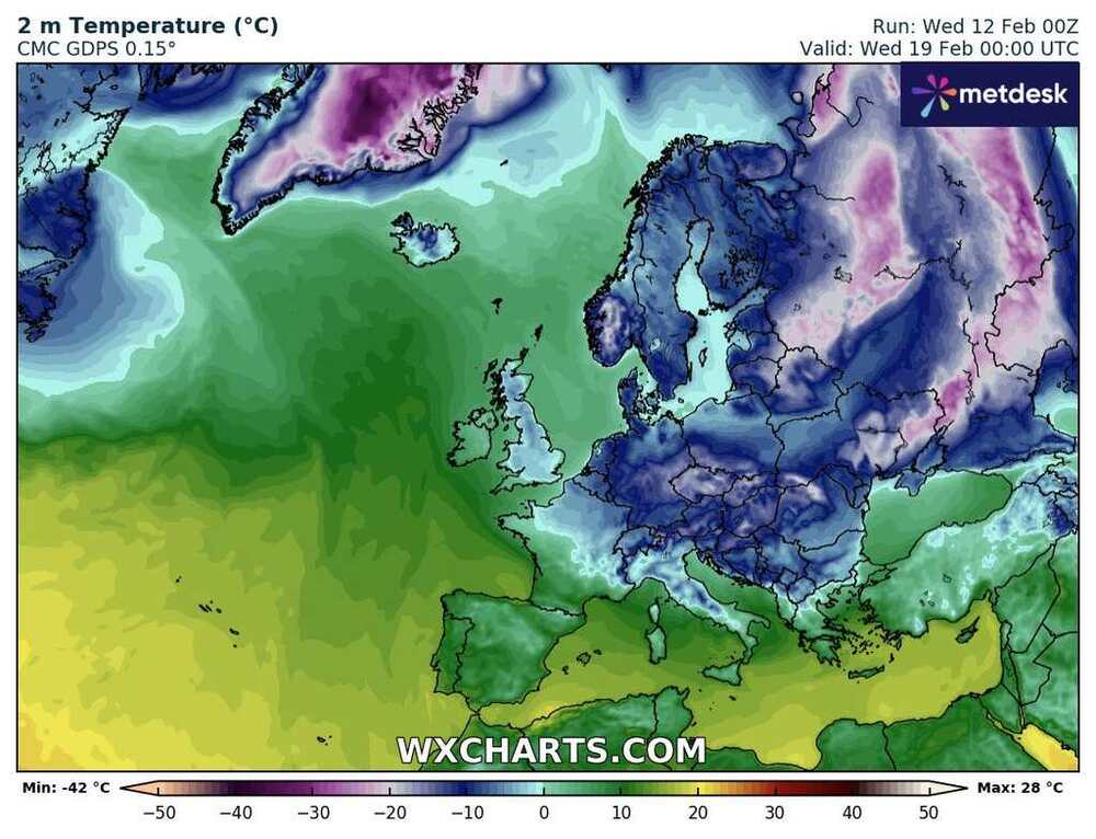 Będzie siarczysty mróz w lutym 2025 w Europie, zima przyniesie najzimniejsze dni w sezonie poniżej -32 st. C.