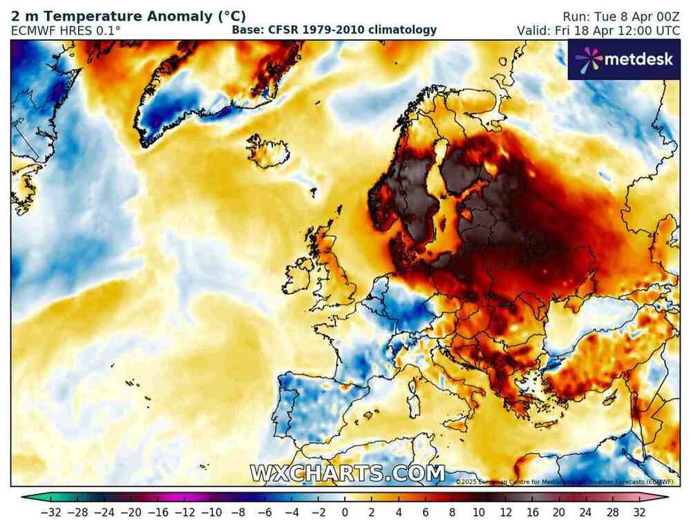 Potężne ocieplenie nadciągnie do środkowej Europy w kwietniu 2025, temperatura sięgnie niemal 30 st. C. Nadciagnie lato