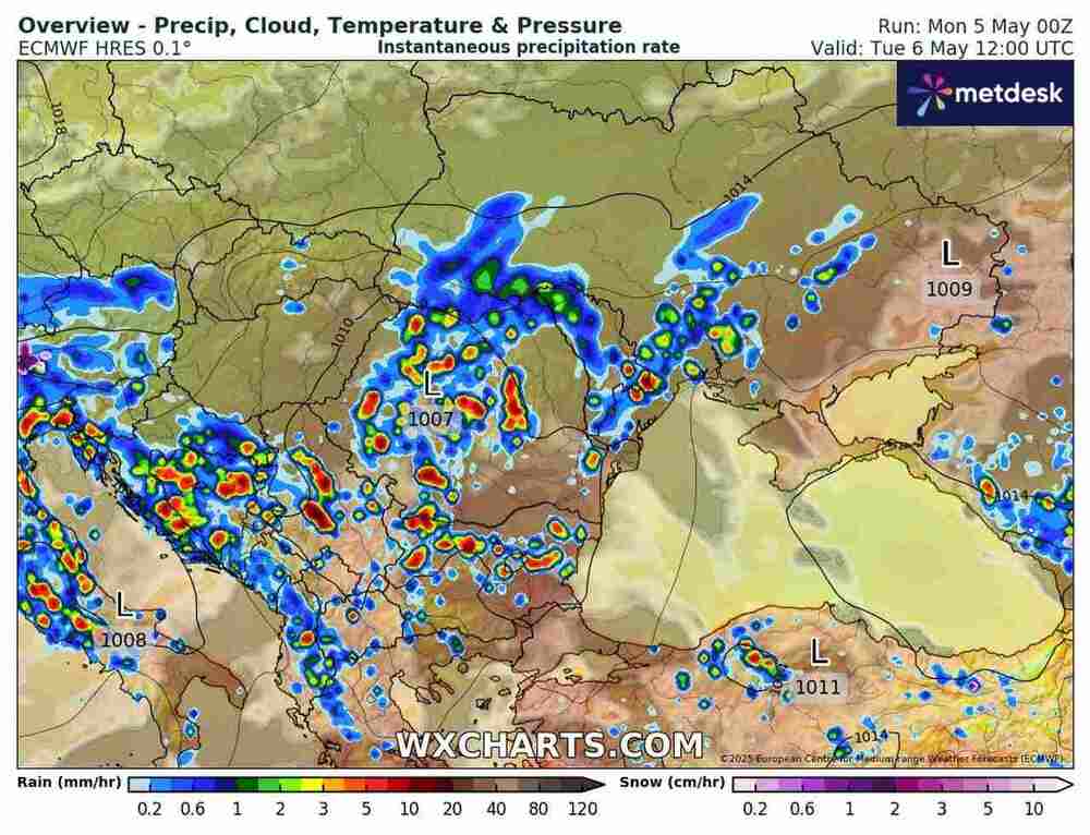 Ogromne ulewy zaleją drogi na południu Europy w maju 2025, spadnie 190 litrów wody na m2 ziemi. Będą powodzie błyskawiczne
