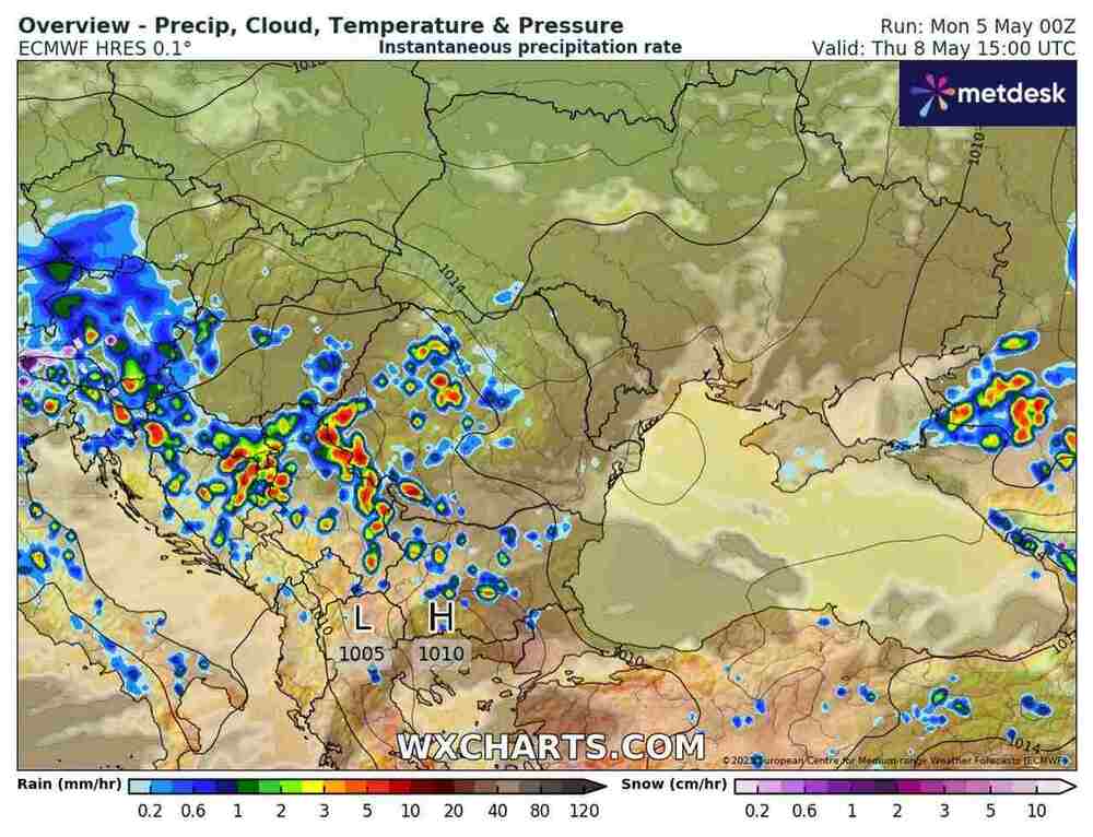 Będą silne ulewy zalewające drogi na południu Europy w maju 2025, spadnie 190 litrów wody na m2 ziemi, gdzie będą powodzie błyskawiczne