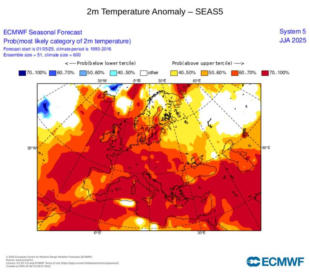 Pogoda na czerwiec 2025, czy będzie silna fala upałów, anomalia temperatury