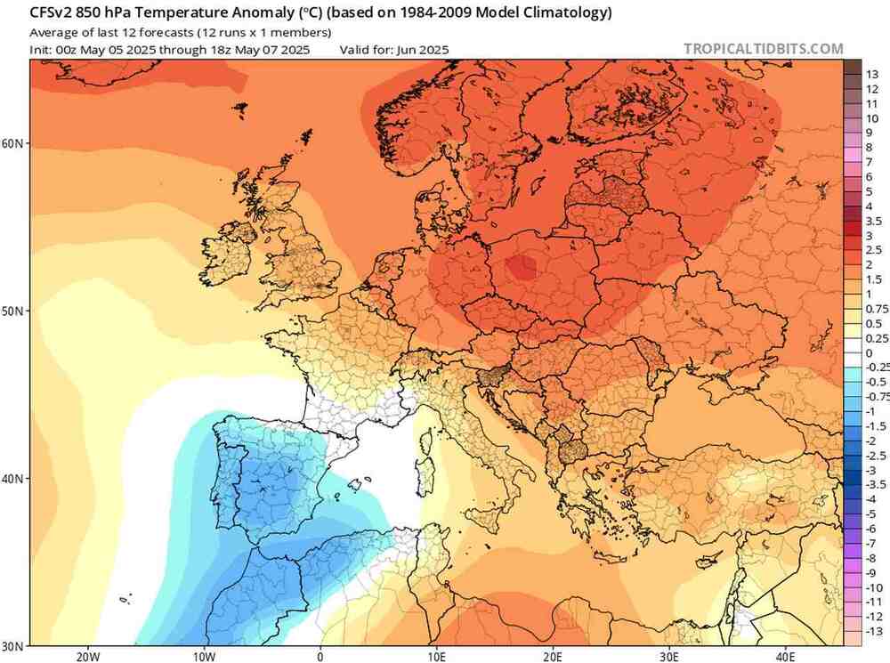Pogoda na czerwiec 2025, anomalia temperatury w Polsce i Europie