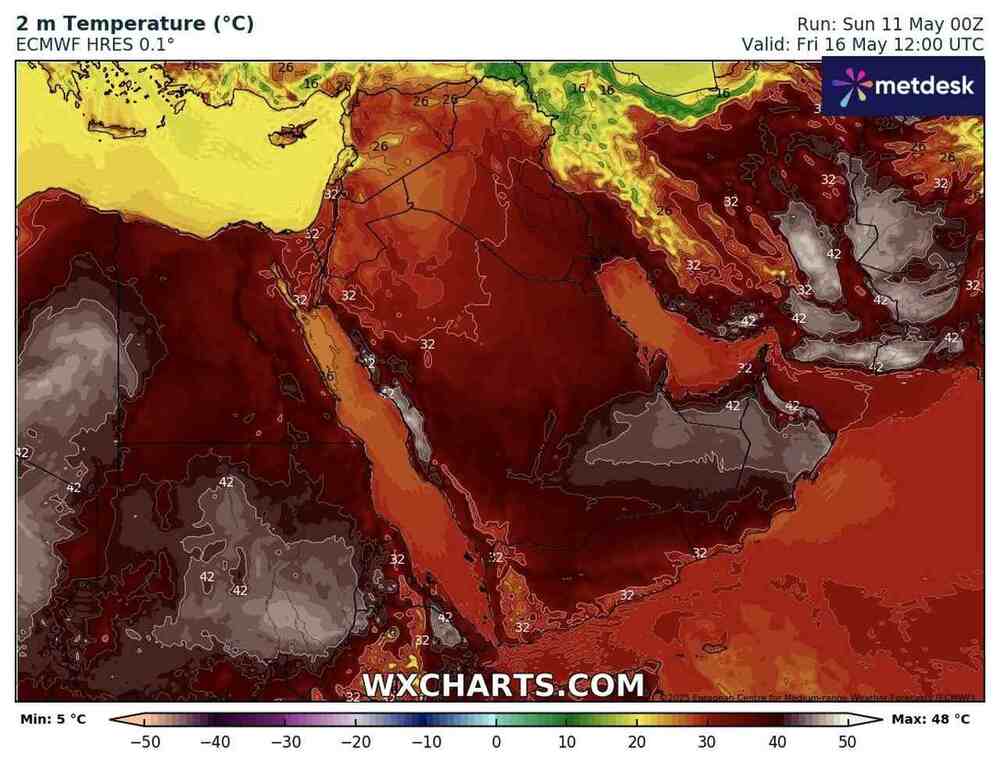 Nadejdzie potężny upał na Bliski Wschód, temperatura w maju 2025 sięgnie 49 st. C. Gdzie jest piekielna fala upałów