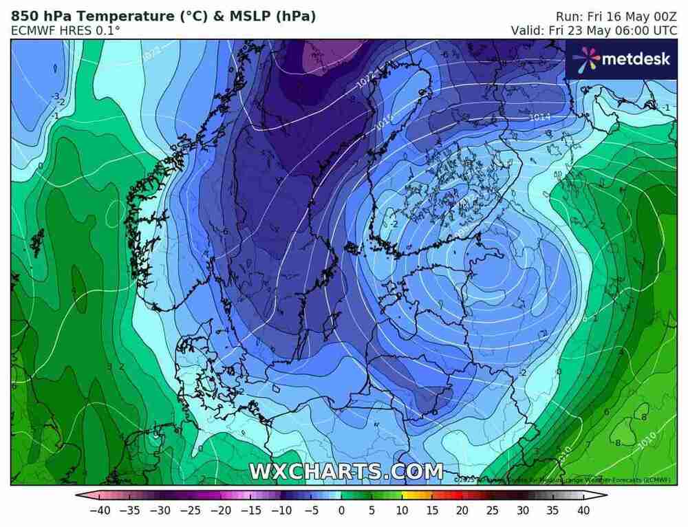 Wróci duży mróz do środkowej Europy w maju 2025 i uszkodzi rośliny. Temperatura spadnie do -7 st. C. Będzie mroźna fala w tych regionach