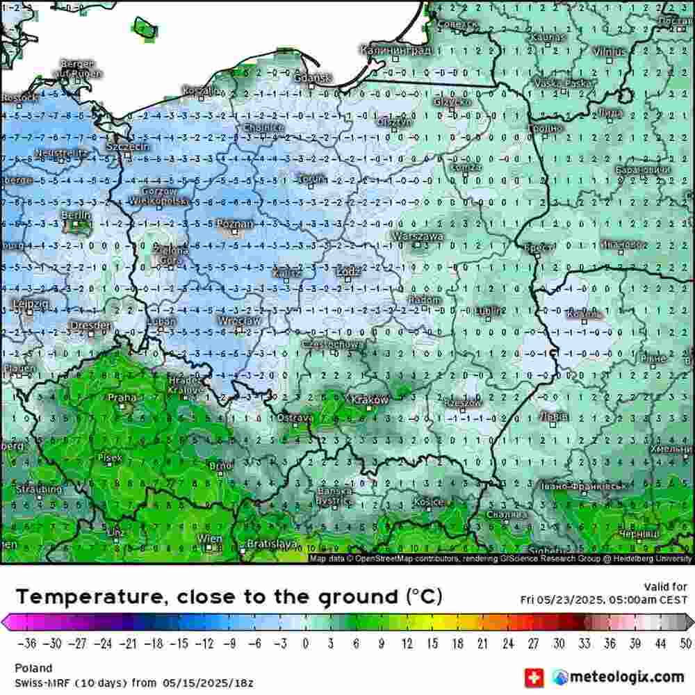 Wróci duży mróz do środkowej Europy w maju 2025. Temperatura spadnie do -7 st. C. i uszkodzi rośliny
