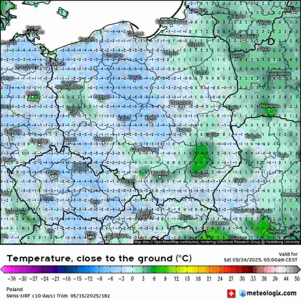 Duży mróz wróci do środkowej Europy w maju 2025, temperatura spadnie do -7 st. C. w tych regionach