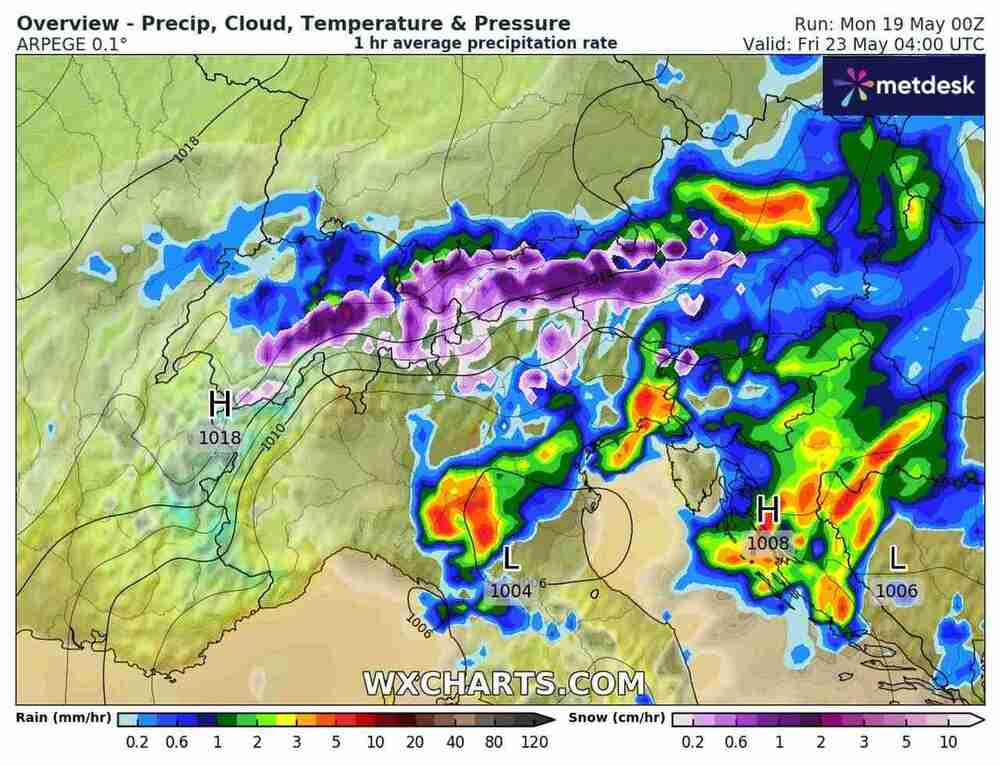 Będą śnieżyce w Europie w maju 2025, gdzie spadnie 30 cm śniegu