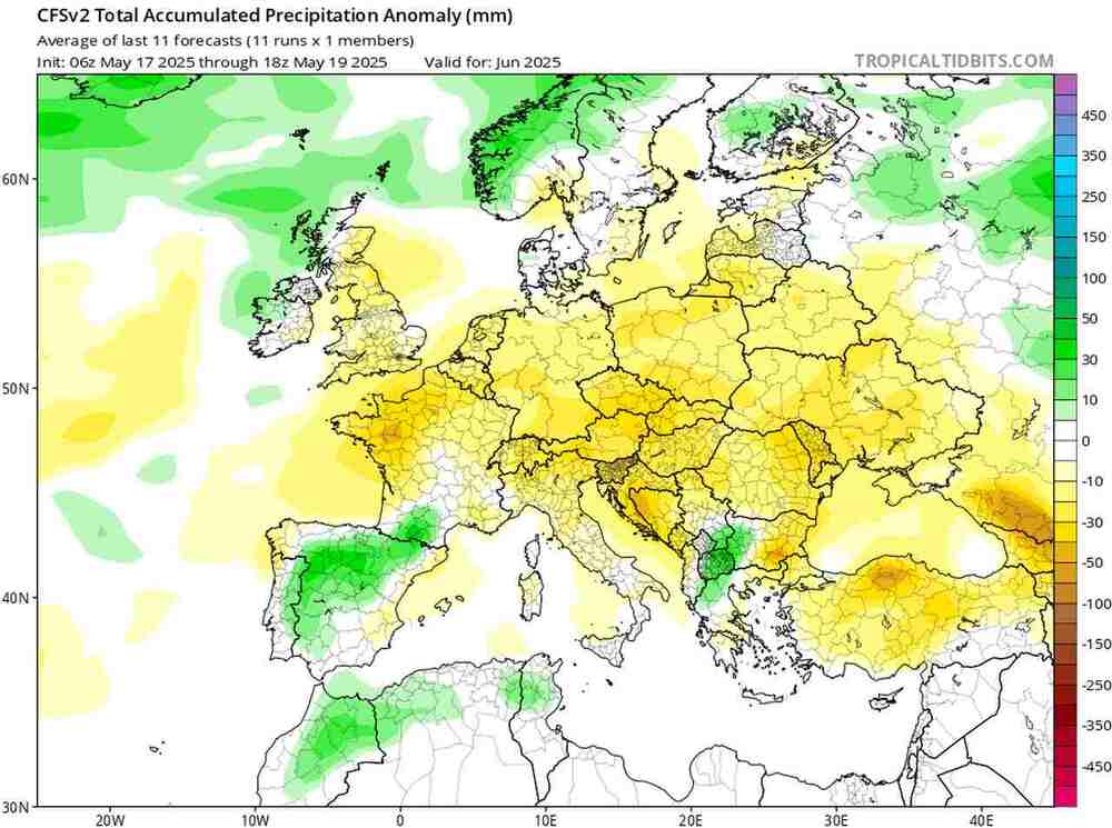 Nowa pogoda na czerwiec 2025, anomalia opadów w Polsce i Europie