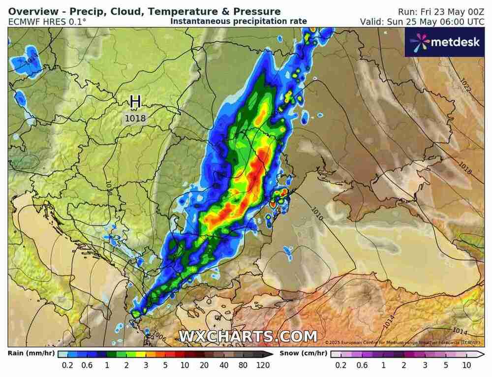Nagłe ulewy zaleją domy w Europie w maju 2025. W rejonie niżu spadnie 160 litrów wody na m2 ziemi. Będą oberwania chmury i powodzie błyskawiczne