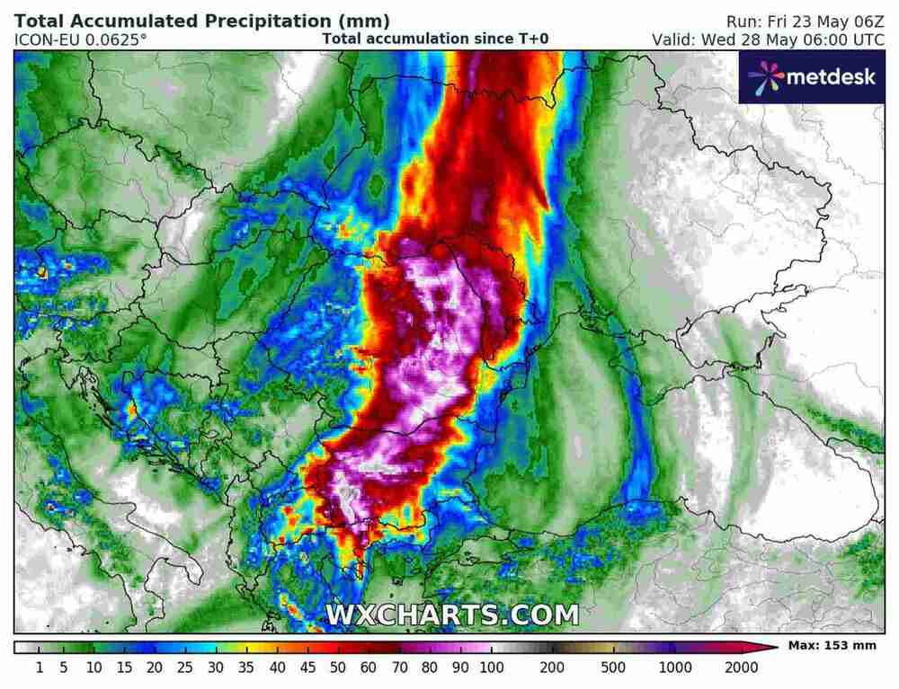 Nagłe ulewy zaleją domy i drogi w Europie w maju 2025, spadnie 160 litrów wody na m2 ziemi. Będą oberwania chmury i powodzie błyskawiczne