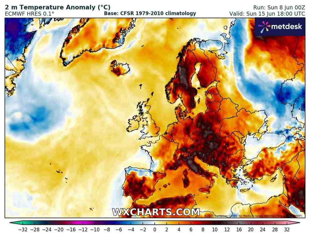 Pogoda długoterminowa, fala upałów sięgnie Polski w czerwcu 2025, anomalia temperatury