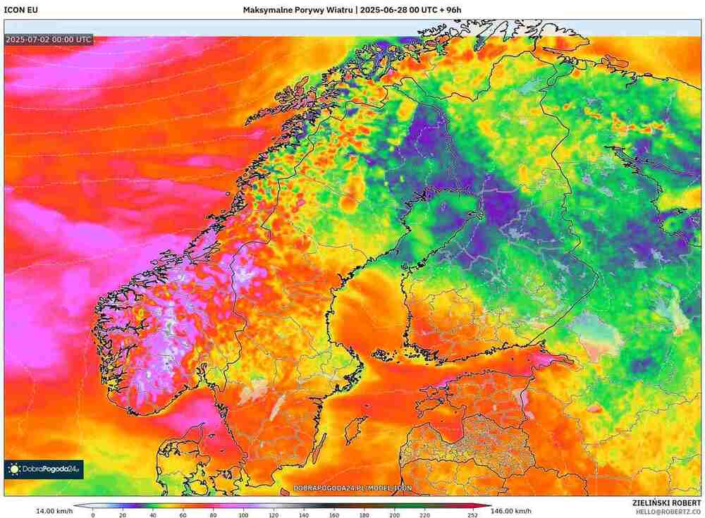 Cyklon przyniesie wichury na północy Europy pod koniec czerwca 2025. Wiatr przekroczy 120 km/h. Będzie silny prąd strumieniowy