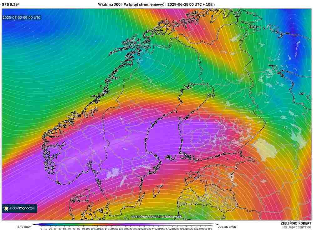 Nagle cyklon przyniesie wichury na północy Europy pod koniec czerwca 2025. Wiatr przekroczy 120 km/h i będzie silny prąd strumieniowy