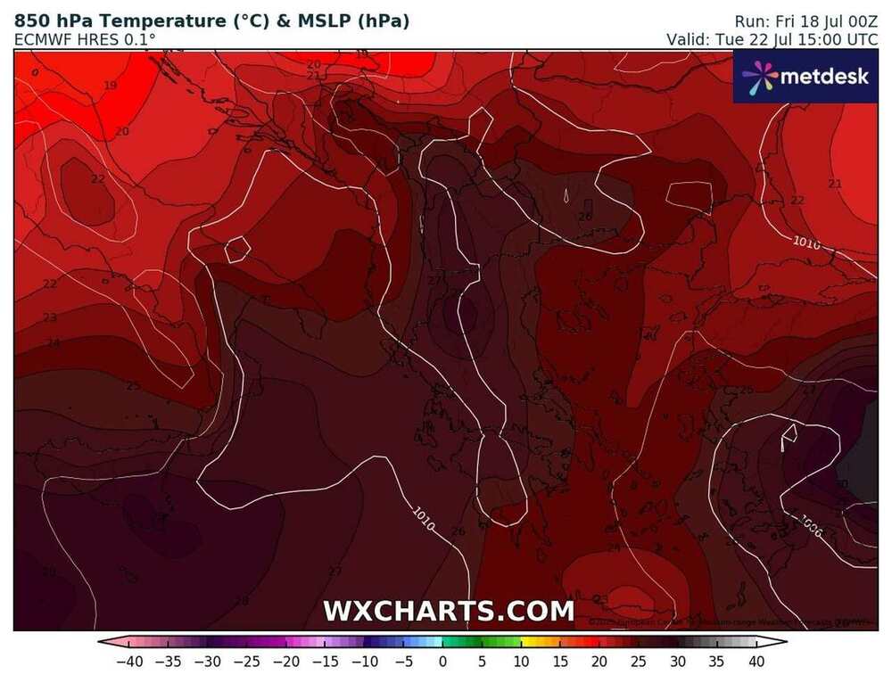 Nadejdzie duży upał na południe Europy w lipcu 2025. Temperatura sięgnie 45 st. C. i ogromna fala upałów będzie się przeciągać