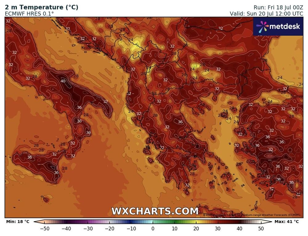 Nadejdzie duży upał na południe Europy w lipcu 2025. Temperatura sięgnie 45 st. C. i ogromna fala upałów będzie się przeciągać