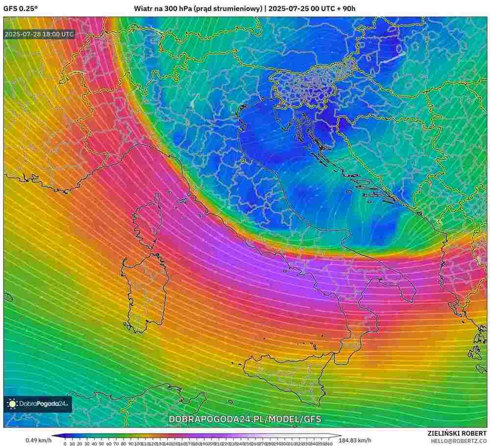 Silne wichury będą na południu Europy w lipcu 2025. Wiatr sięgnie 140 km/h. Przejdzie cyklon z prądem strumieniowym