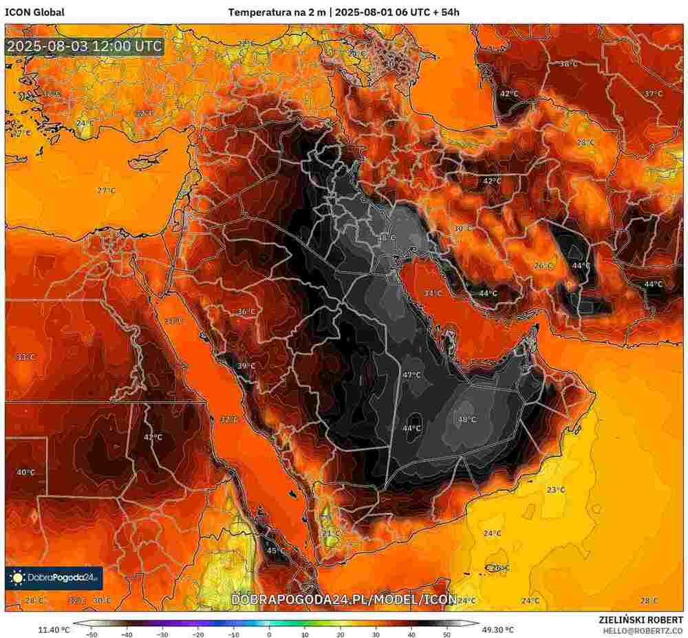 Upał będzie długi i silny na Bliskim Wschodzie w sierpniu 2025. Temperatura sięgnie 51 st. C. Piekielna fala upałów potrwa kilka tygodni