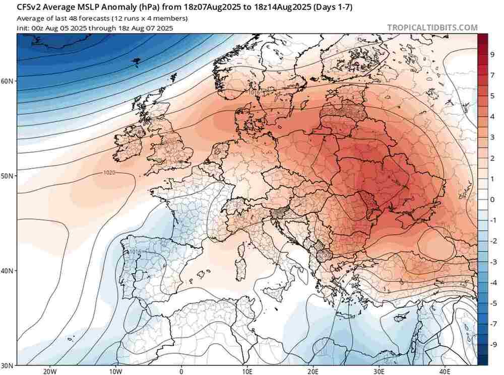Silny antycyklon osiądzie w centrum Europy w sierpniu 2025. Nie będzie deszczu przez tydzień