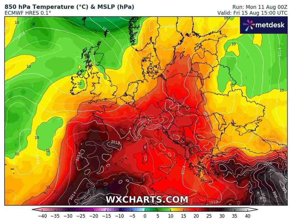 Będzie ogromny upał w środkowej Europie w sierpniu 2025. Temperatura sięgnie 37 st. C. przy piekielnej fali upałów
