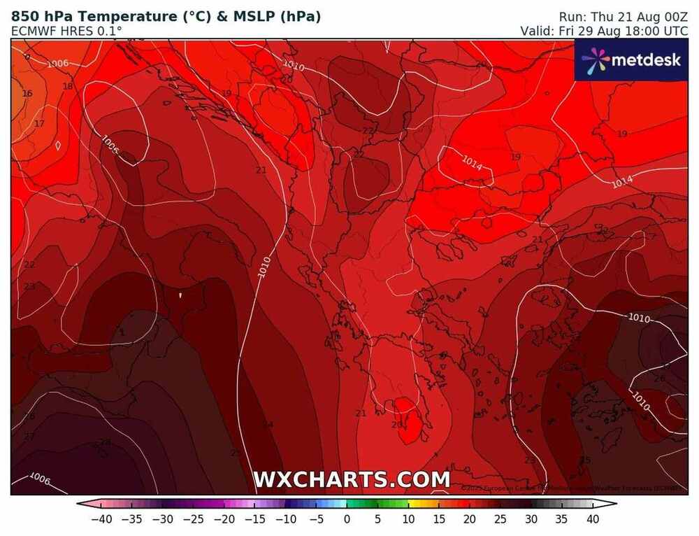 Silny i trwały upał będzie na południu Europy w sierpniu 2025. Temperatura sięgnie 39 st. C. i będzie piekielna fala upałów