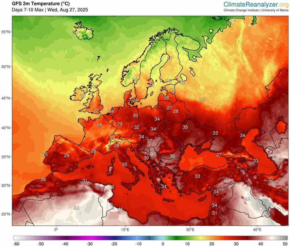 Będzie silny i trwały upał na południu Europy w sierpniu 2025. Temperatura sięgnie 39 st. C. Gdzie będzie piekielna fala upałów