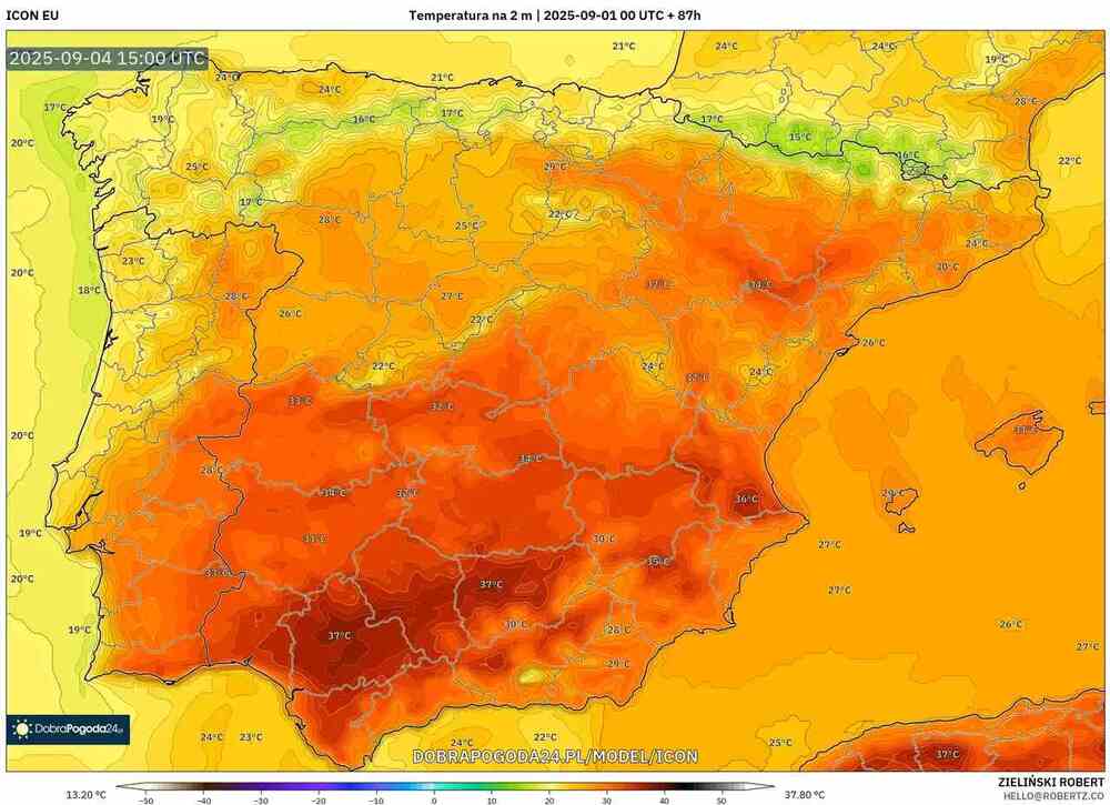 Nadciągnie długi i silny upał na południe Europy we wrześniu 2025. Temperatura przekroczy 38 st. C. Będzie piekielna fala upałów