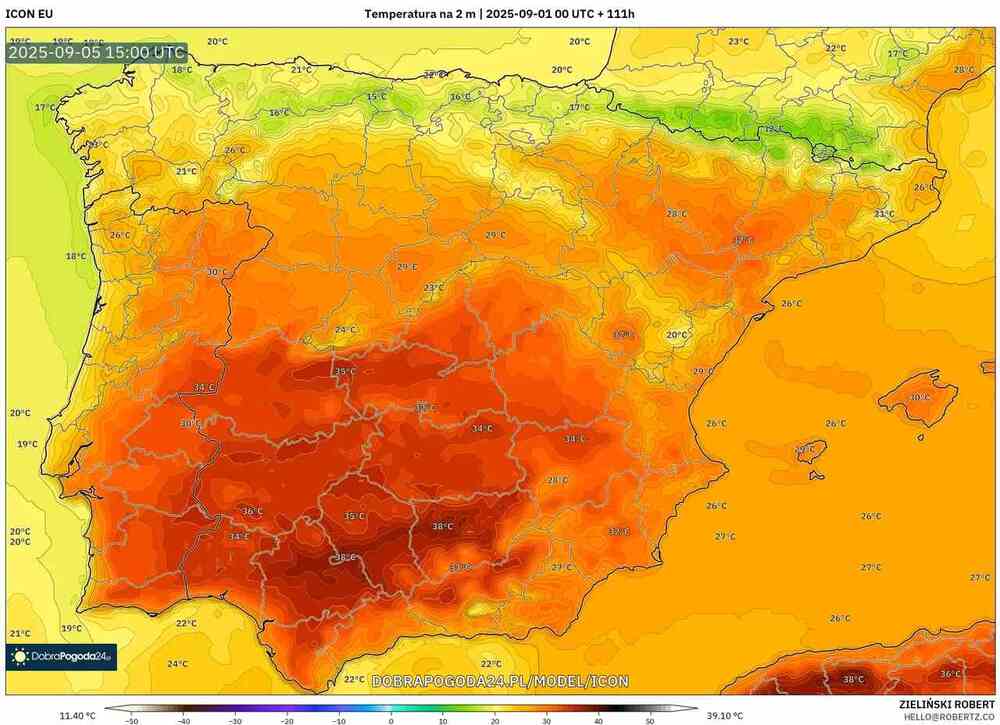 Będzie silny i długi upał na południu Europy we wrześniu 2025. Temperatura przekroczy 38 st. C. Przedłuży się piekielna fala upałów