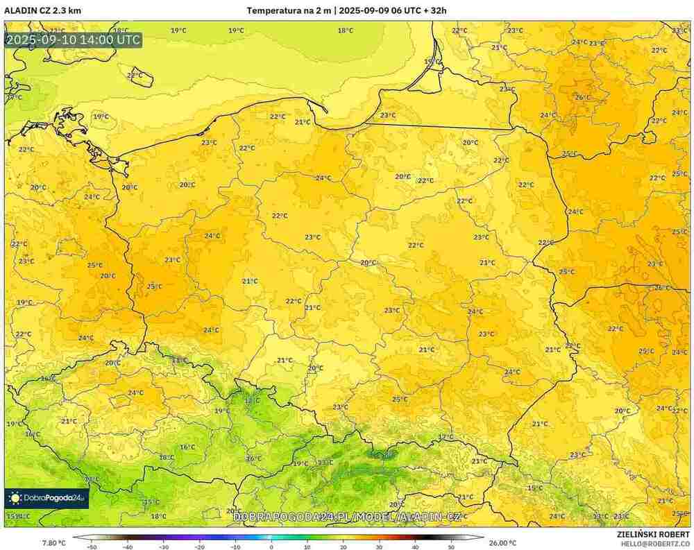 Pogoda na 10 września 2025, prognozowana temperatura w Polsce