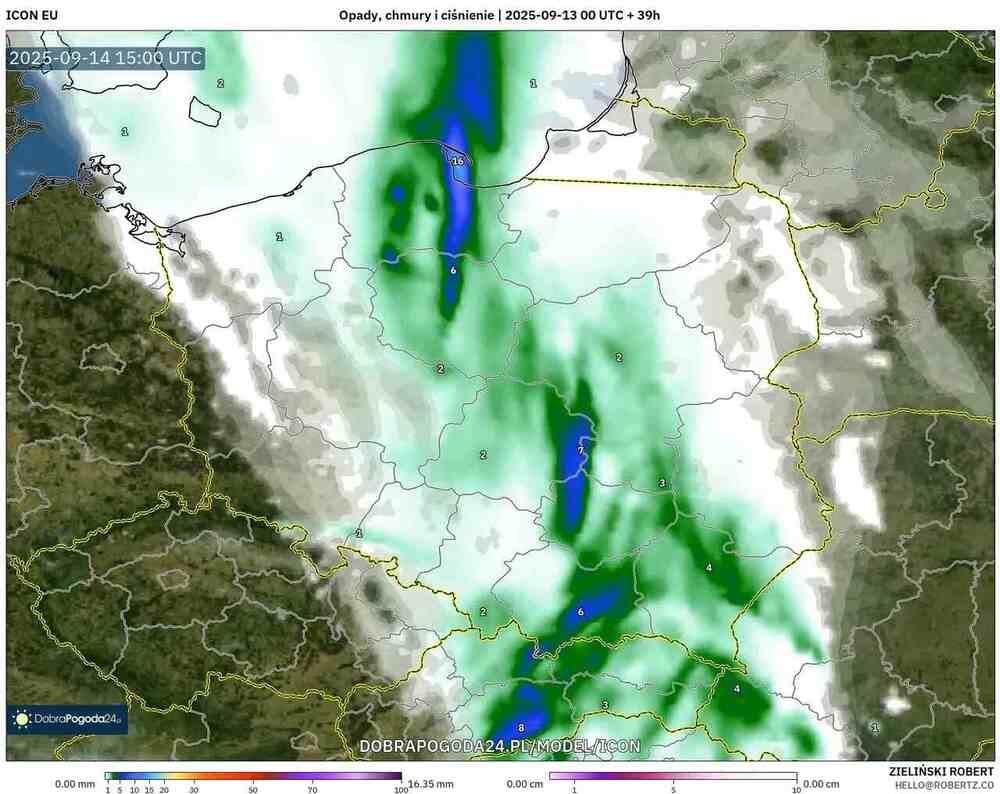 Silne ulewy w niżu przejdą przez Polskę. Będzie padać przez 10 godzin do 15 września 2025. W tych regionach będą zalania