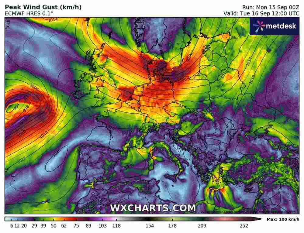 Nasuną się wichury do Europy. Wiatr sięgnie 100 km/h. Przejdzie cyklon na północy we wrześniu 2025