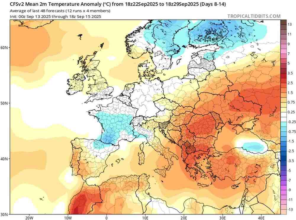 Pogoda do końca września, anomalia temperatury w Polsce i Europie do 28 września 2025