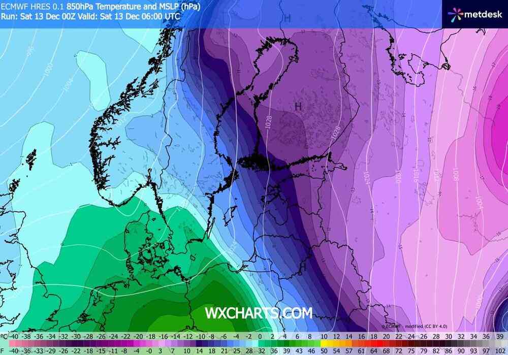 Silny mróz już blisko środkowo wschodniej Europy w grudniu 2025. Tempeatura spadnie do -35 st. C. Będzie najmroźniej w tych regionach