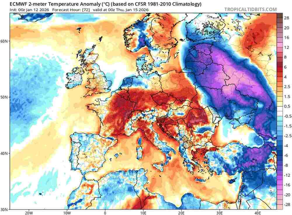 Śnieżyce przejdą w deszcz w środkowej Europie w styczniu 2026. Nadciągnie ciepły front i wycofa zimę na wschód