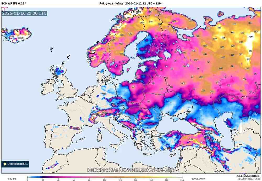 Śnieżyce przejdą w deszcz w środkowej Europie w styczniu 2026. Nadciągnie ciepły front i zima cofnie się na wschód regionów