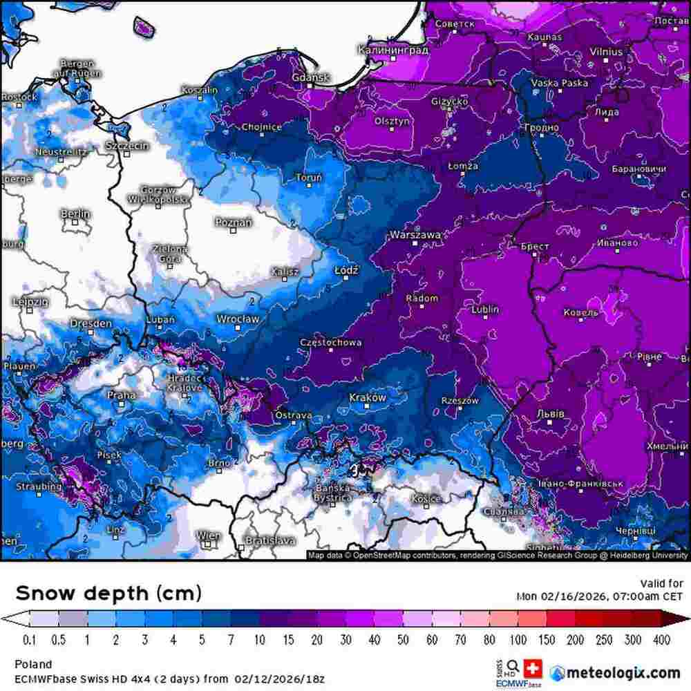 Wróci śnieżna zima do środkowej Europy w lutym 2026. Spadnie 20 cm śniegu i będą śnieżyce w tych regionach