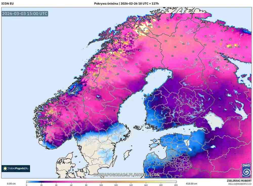 Nadciągną śnieżyce na północ Europy w marcu 2026 i spadnie 35 cm śniegu. Będzie powrót zimy z zasypanymi drogami