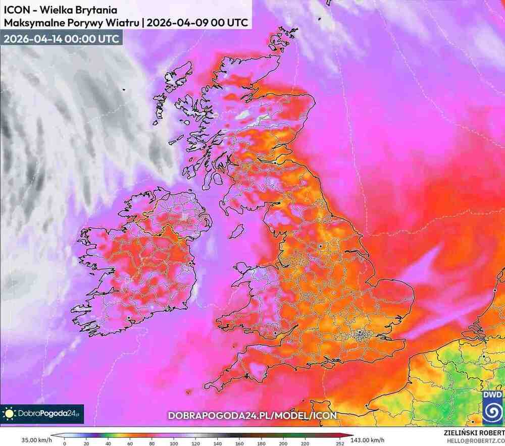 Wichury wyłączą prąd na zachodzie Europy w kwietniu 2026. Wiatr sięgnie 140 km/h i będzie cyklon