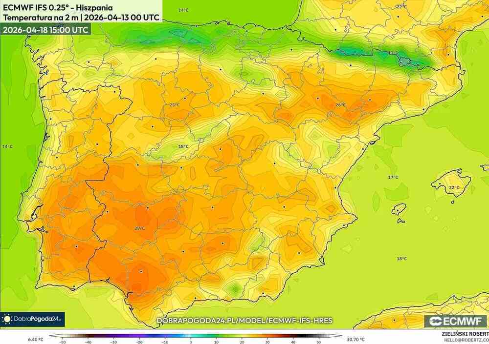 Nadciągnie długi upał na południe Europy w kwietniu 2026. Temperatura sięgnie 32 st. C. i fala upałów będzie silna