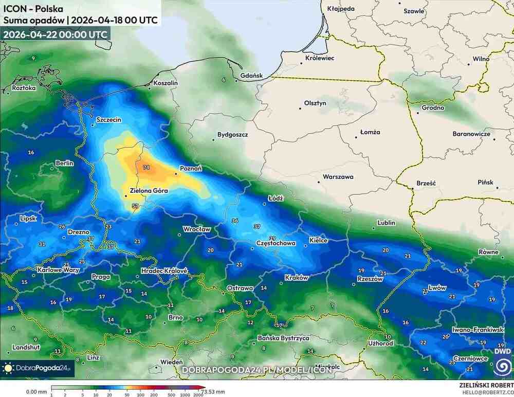 Nadciągną ulewy do środkowej Europy w kwietniu 2026. Spadnie 70 litrów wody na m2 ziemi i oberwania chmury spowodują zalania
