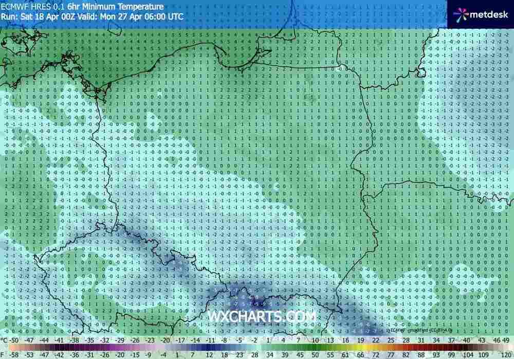Osiądzie duży mróz w środkowej Europie w kwietniu 2026. Temperatura spadnie do -9 st. C. Ochłodzenie uszkodzi rośliny
