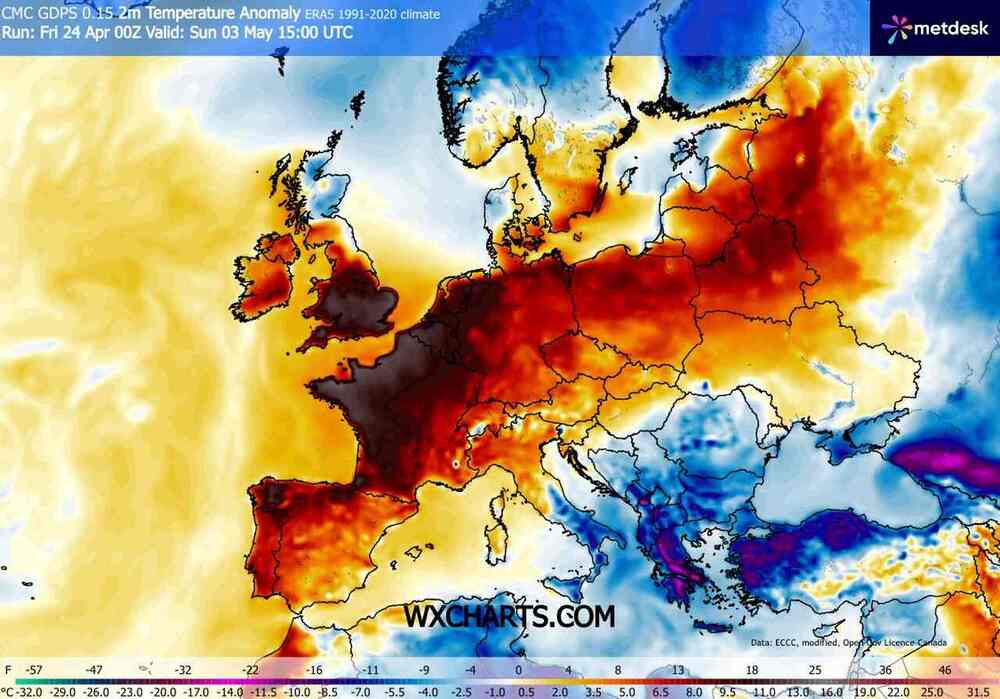Nadciągnie fala ciepła do środkowej Europy w kwietniu 2026. Temperatura sięgnie 25 st. C. i będzie silne ocieplenie