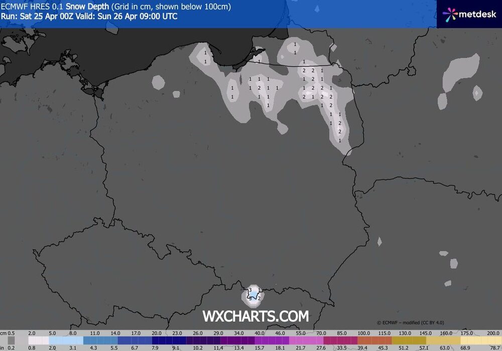 Śnieżyce nadciągną do środkowej Europy z północy w kwietniu 2026. Przejdą burze śnieżne i w tych regionach spadnie śnieg