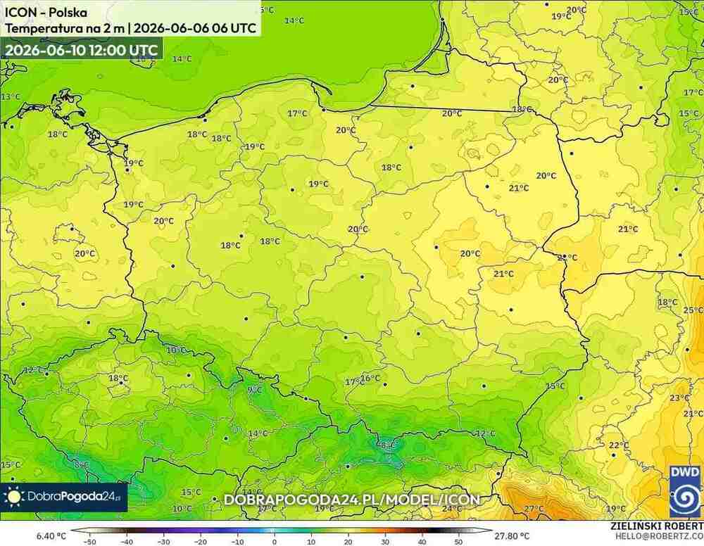 Nadejdzie silne ochłodzenie do środkowej Europy w czerwcu 2026. Temperatura spandnie o 12 st. C. Jest termin fali zimna