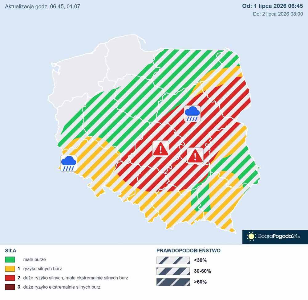 Burze przyniosą nawałnice w Polsce w lipcu 2026. Wichury połamią drzewa i ulewy zaleją domy oraz drogi w tych regionach