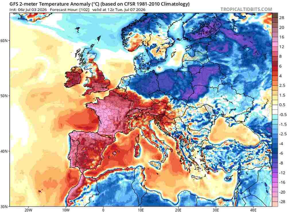 Będzie silne ochłodzenie w środkowej Europie w lipcu 2026. Temperatura spadnie do 4 st. C. i fala chłodu sięgnie z północy do wielu regionów