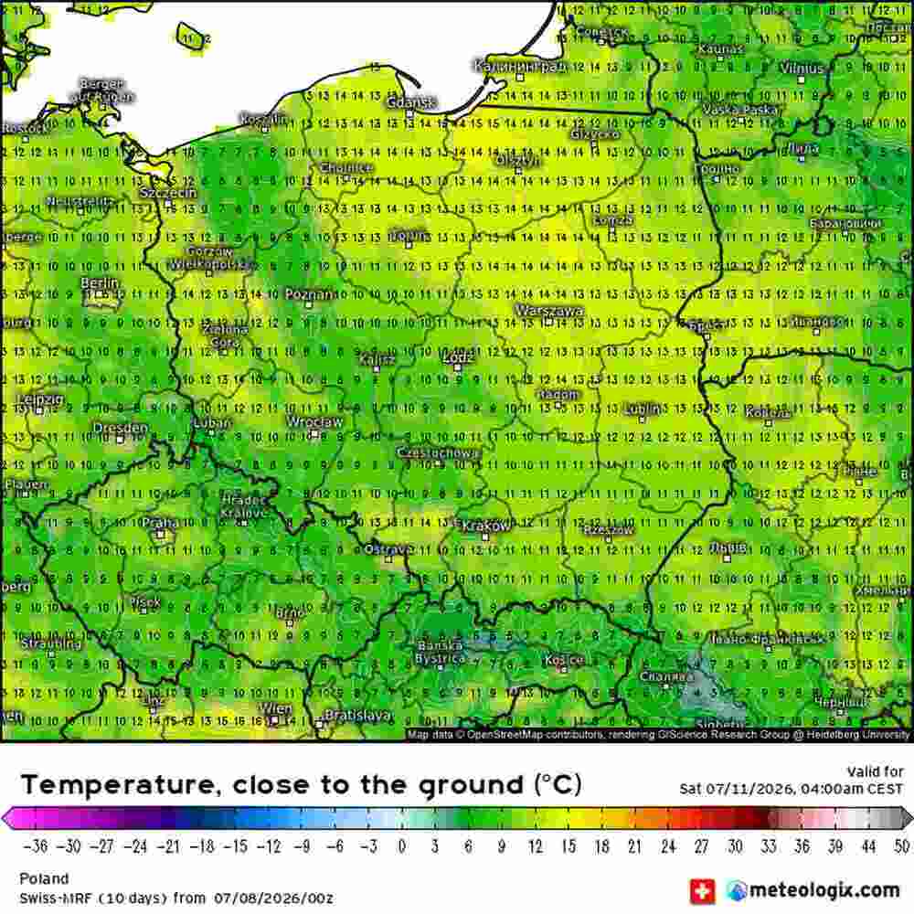 Ochłodzenie będzie silne w środkowej Europie w lipcu 2026. Temperatura spadnie do 6 st. C. Jest termin fali zimna