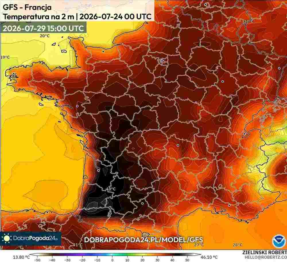 Będzie silny i długi upał na południu Europy w lipcu 2026. Temperatura sięgnie 46 st. C. i piekielna fala upałów znacznie rozszerzy zasięg