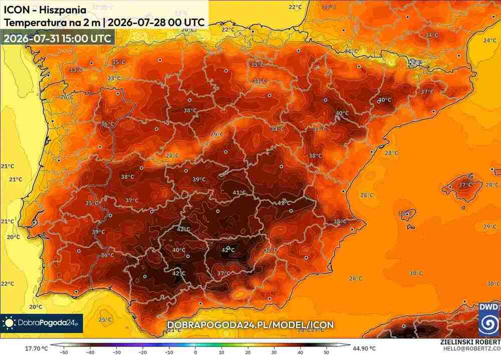 Nadciągnie długi upał na południe Europy w sierpniu 2026. Temperatura sięgnie 45 st. C. Będzie piekielna fala upałów