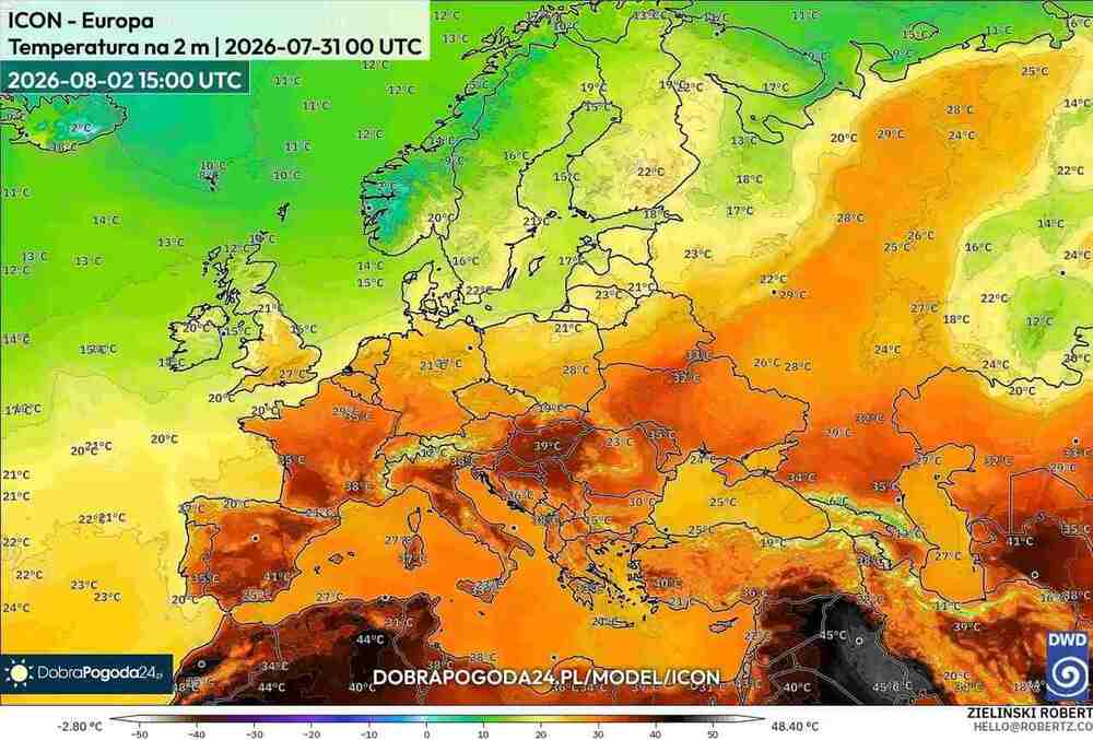 Będzie piekielny upał na południu Europy. Temperatura sięgnie 42 st. C. Fala upałów rozszerzy zasięg kopuły ciepła w sierpniu 2026