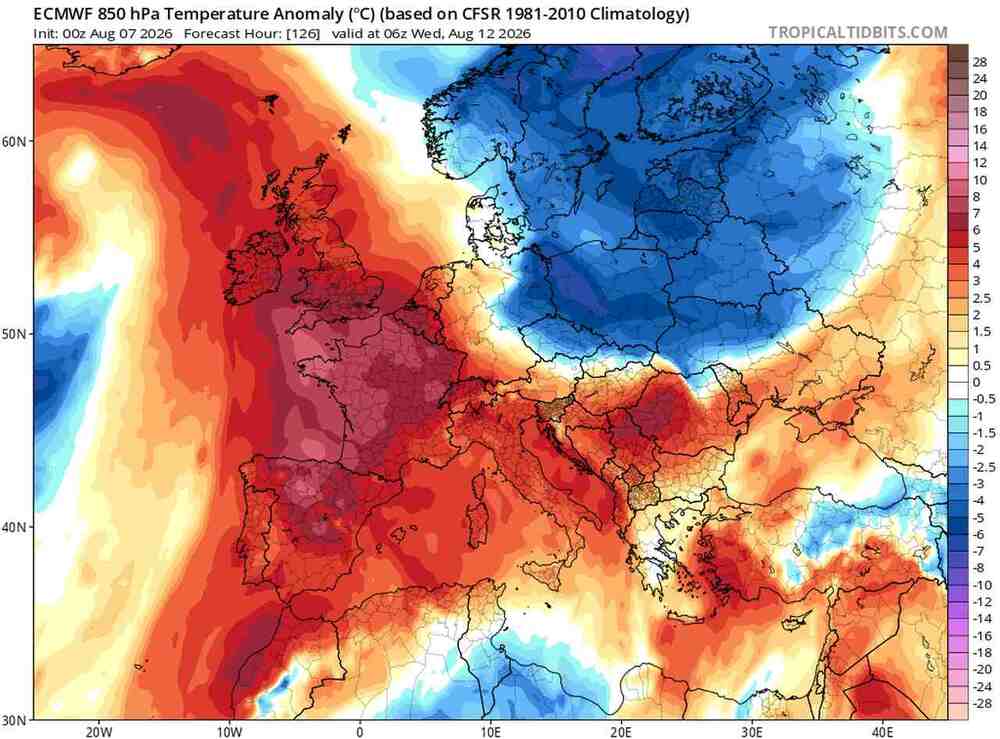 Będzie duże ochłodzenie w środkowej Europie w sierpniu 2026. Temperatura spadnie do 3 st. C. i fala zimna sięgnie już w tych dniach